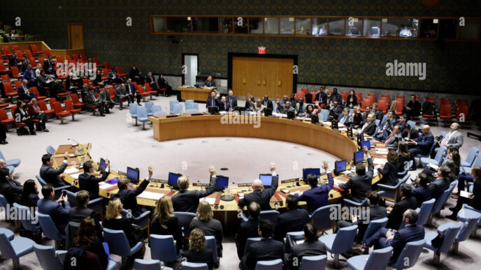 180321 united nations march 21 2018 xinhua photo taken on march 21 2018 shows the united nations security council members vote on a draft resolution extending the mandate of the panel of experts