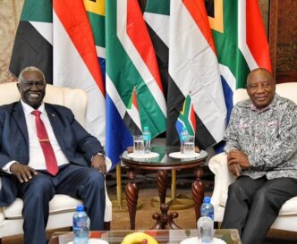 Malik Agar the Deputy Chairman of the Transitional Sovereign Council meet with South African President Cyril Ramaphosa on March 3 2024