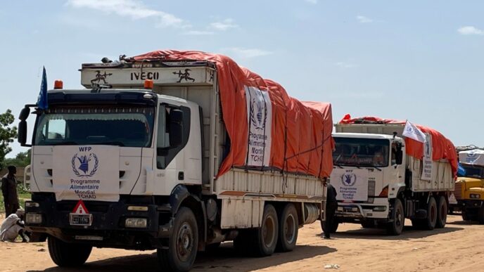 Trucks loaded with WFP food aid reach West Darfur on August 3 2023