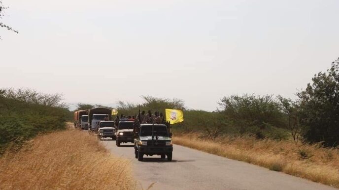 RSF troops escort a humanitarian convoy heading to W. Kordofan on November 1 2022 File photo